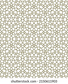 Seamless geometric ornament based on traditional islamic art.Brown color lines.Great design for fabric,textile,cover,wrapping paper,background.