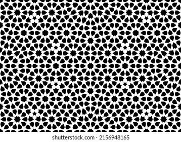 Seamless geometric ornament based on traditional islamic art. Black and white. Great design for fabric,textile,cover,wrapping paper,background.