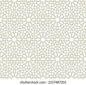 Nahtlose geometrische Ornamente auf der Grundlage traditioneller islamischer Kunst.Braune Farblinien.Großartiges Design für Gewebe, Textilien, Deckel, Wickelpapier, Hintergrund.