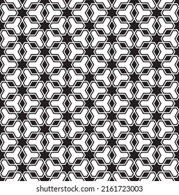 Seamless geometric ornament based on traditional islamic art. Black and white. Great design for fabric,textile,cover,wrapping paper,background.