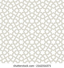 Seamless geometric ornament based on traditional islamic art.Brown color lines.Great design for fabric,textile,cover,wrapping paper,background.