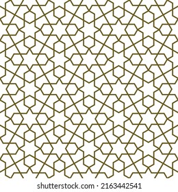 Nahtlose geometrische Ornamente auf der Grundlage traditioneller islamischer Kunst.Braune Farblinien.Großartiges Design für Gewebe, Textilien, Deckel, Wickelpapier, Hintergrund.