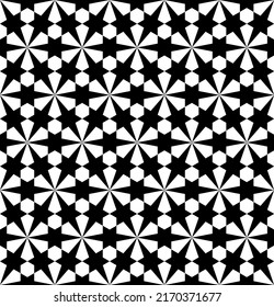 Seamless geometric ornament based on traditional islamic art. Black and white. Great design for fabric,textile,cover,wrapping paper,background.