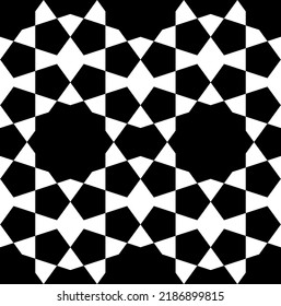 Seamless geometric ornament based on traditional islamic art. Black and white. Great design for fabric,textile,cover,wrapping paper,background.