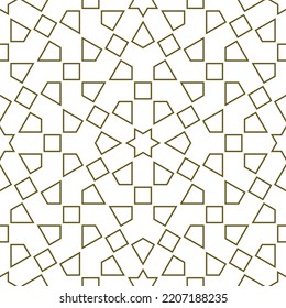 Nahtlose geometrische Ornamente auf der Grundlage traditioneller islamischer Kunst.Braune Farblinien.Großartiges Design für Gewebe, Textilien, Deckel, Wickelpapier, Hintergrund.