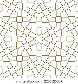 Seamless geometric ornament based on traditional islamic art.Brown color lines.Great design for fabric,textile,cover,wrapping paper,background.