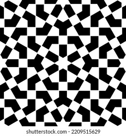 Seamless geometric ornament based on traditional islamic art. Black and white. Great design for fabric,textile,cover,wrapping paper,background.
