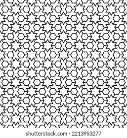 Nahtlose geometrische Ornamente auf der Grundlage traditioneller islamischer Kunst. Schwarz-Weiß. Großartiges Design für Gewebe, Textilien, Deckel, Umhüllungspapier, Hintergrund.