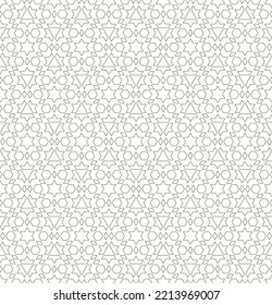 Seamless geometric ornament based on traditional islamic art.Brown color lines.Great design for fabric,textile,cover,wrapping paper,background.