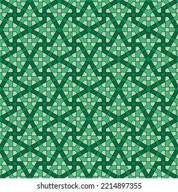 Seamless geometric ornament based on traditional islamic art.Green a colors. Great design for fabric,textile,cover,wrapping paper,background.