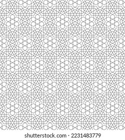 Seamless geometric ornament based on traditional islamic art. Black and white. Great design for fabric,textile,cover,wrapping paper,background.