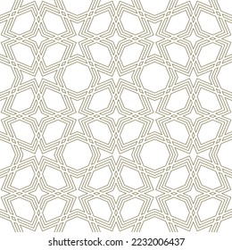 Seamless geometric ornament based on traditional islamic art.Brown color lines. or fabric,textile,cover,wrapping paper,background and lasercutting.