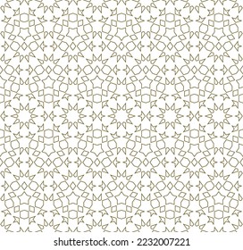 Seamless geometric ornament based on traditional islamic art.Brown color lines. or fabric,textile,cover,wrapping paper,background and lasercutting.