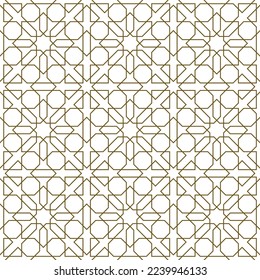 Seamless geometric ornament based on traditional islamic art.Brown color lines. For fabric,textile,cover,wrapping paper,background and lasercutting.