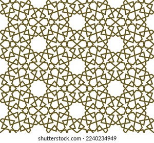 Seamless geometric ornament based on traditional islamic art.Brown color lines. For fabric,textile,cover,wrapping paper,background and lasercutting.