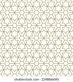 Seamless geometric ornament based on traditional islamic art.Brown color lines.Great design for fabric,textile,cover,wrapping paper,background.