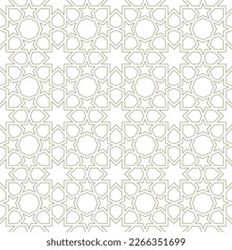 Seamless geometric ornament based on traditional islamic art.Brown color lines. For fabric,textile,cover,wrapping paper,background and lasercutting.