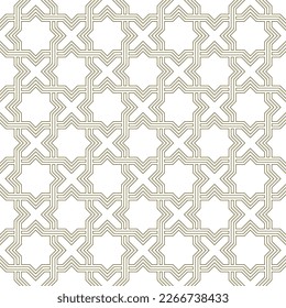Seamless geometric ornament based on traditional islamic art.Brown color lines. For fabric,textile,cover,wrapping paper,background and lasercutting.