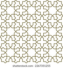 Seamless geometric ornament based on traditional islamic art.Brown color lines. For fabric,textile,cover,wrapping paper,background and lasercutting.