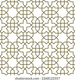 Seamless geometric ornament based on traditional islamic art.Brown color lines. For fabric,textile,cover,wrapping paper,background and lasercutting.