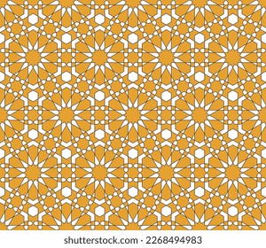 Seamless geometric ornament based on traditional islamic art.Orange colors .Great design for fabric,textile,cover,wrapping paper,background. Fine lines.