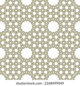 Seamless geometric ornament based on traditional islamic art.Brown color lines.Great design for fabric,textile,cover,wrapping paper,background.Thin lines.
