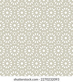 Seamless geometric ornament based on traditional islamic art.Brown color lines. For fabric,textile,cover,wrapping paper,background and lasercutting.