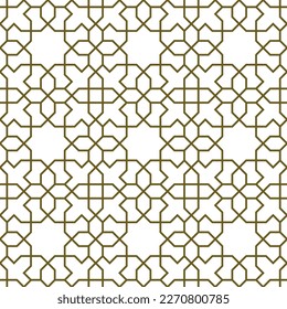 Ornamento geométrico sin foco basado en el arte islámico tradicional.Líneas de color marrón. Para tela,textil,cubierta,papel envolvente,fondo y corte láser.