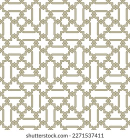 Seamless geometric ornament based on traditional islamic art.Brown color lines. For fabric,textile,cover,wrapping paper,background and lasercutting.