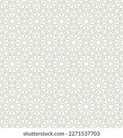 Seamless geometric ornament based on traditional islamic art.Brown color lines. For fabric,textile,cover,wrapping paper,background and lasercutting.