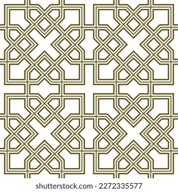 Seamless geometric ornament based on traditional islamic art.Brown color lines. For fabric,textile,cover,wrapping paper,background and lasercutting.