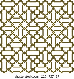 Seamless geometric ornament based on traditional islamic art.Brown color lines. For fabric,textile,cover,wrapping paper,background and lasercutting.