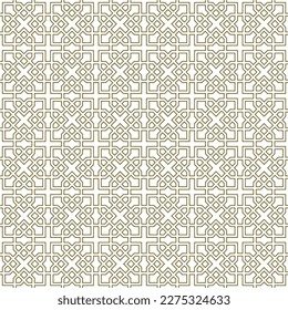 Ornamento geométrico sin foco basado en el arte islámico tradicional.Líneas de color marrón. Para tela,textil,cubierta,papel envolvente,fondo y corte láser.