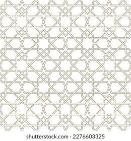 Seamless geometric ornament based on traditional islamic art.Brown color lines. For fabric,textile,cover,wrapping paper,background and lasercutting.