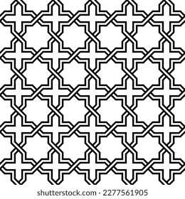 Seamless geometric ornament based on traditional islamic art. Black and white. Great design for fabric,textile,cover,wrapping paper,background.