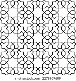 Seamless geometric ornament based on traditional islamic art. Black and white. Great design for fabric,textile,cover,wrapping paper,background.