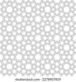 Seamless geometric ornament based on traditional islamic art. Black and white. For fabric,textile,cover,wrapping paper,background.