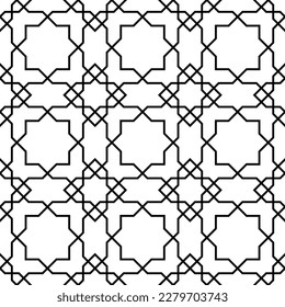 Seamless geometric ornament based on traditional islamic art. Black and white. Great design for fabric,textile,cover,wrapping paper,background.
