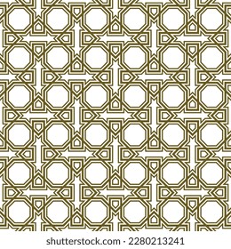 Seamless geometric ornament based on traditional islamic art.Brown color lines. For fabric,textile,cover,wrapping paper,background and lasercutting.