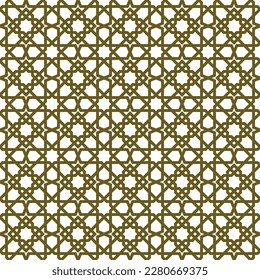 Seamless geometric ornament based on traditional islamic art.Brown color lines. For fabric,textile,cover,wrapping paper,background and lasercutting.