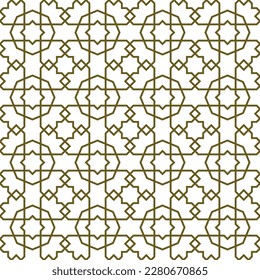 Ornamento geométrico sin foco basado en el arte islámico tradicional.Líneas de color marrón. Para tela,textil,cubierta,papel envolvente,fondo y corte láser.