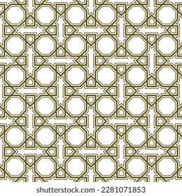 Seamless geometric ornament based on traditional islamic art.Brown color lines. For fabric,textile,cover,wrapping paper,background and lasercutting.