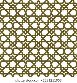 Seamless geometric ornament based on traditional islamic art.Brown color lines. For fabric,textile,cover,wrapping paper,background and lasercutting.