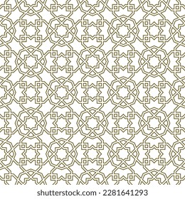 Seamless geometric ornament based on traditional islamic art.Brown color lines. For fabric,textile,cover,wrapping paper,background and lasercutting.