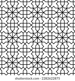 Seamless geometric ornament based on traditional islamic art. Black and white. For fabric,textile,cover,wrapping paper,background.