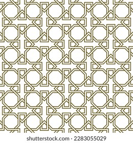 Seamless geometric ornament based on traditional islamic art.Brown color lines. For fabric,textile,cover,wrapping paper,background and lasercutting.