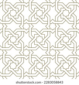 Seamless geometric ornament based on traditional islamic art.Brown color lines. For fabric,textile,cover,wrapping paper,background and lasercutting.