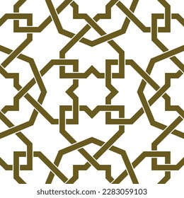 Seamless geometric ornament based on traditional islamic art.Brown color lines. For fabric,textile,cover,wrapping paper,background and lasercutting.