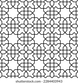 Seamless geometric ornament based on traditional islamic art. Black and white. For fabric,textile,cover,wrapping paper,background.