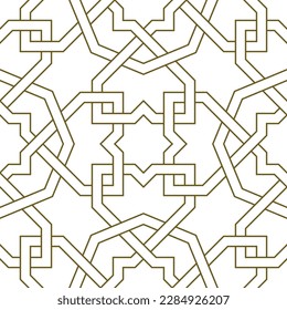 Nahtlose geometrische Ornamente auf Basis traditioneller islamischer Kunst.Braune Farblinien. Für Gewebe, Textilien, Deckel, Umhüllungspapier, Hintergrund und Laserschneiden.
